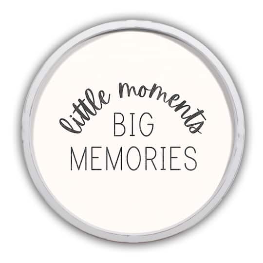 Little Moments Big Memories Round White Framed Print
